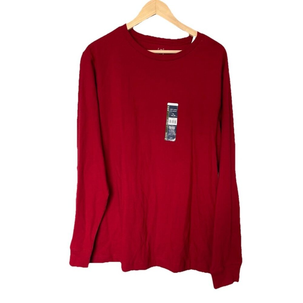 George Men's Red Long Sleeve Stretch Crew Neck‎ T-Shirt Sz XL NWT Classic